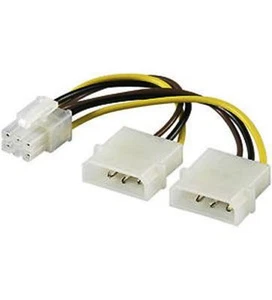 Internes PC Y-Stromkabel 2 x 5,25 Stecker > PCI Express 6 pin 0,15m  - Bild 1 von 1