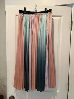 Falda midi plisada a rayas Ted Baker London Selmma talla 4. Original $245 Foto 1 de 4