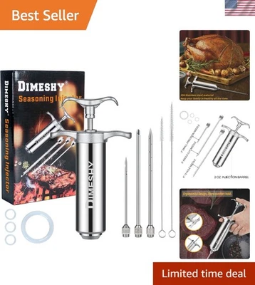 Kit inyector de carne de acero inoxidable 304 - capacidad de 2 oz y 3 agujas para sabor Foto 1 de 4