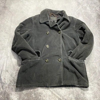 Abrigo Vintage Años 90 Abercrombie Marrón Pana Guisante Doble Pecho Mujer’s Mediano Foto 1 de 4