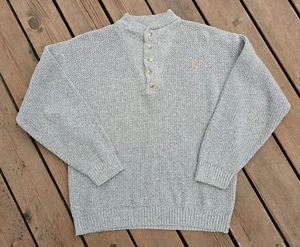 Suéter Vintage Browning Henley Tejido Pesado Para Hombre Talla Grande Gris Jaspeado Tostado Blanco - Imagen 1 de 7