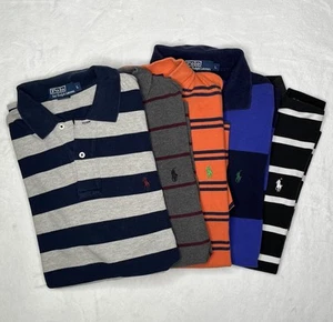 Lot 5 Polo Ralph Lauren Striped Short Sleeve Shirts L Long Golf Pony Collar - Bild 1 von 20