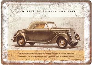 Ford V8 1935 folleto vintage publicidad de automóviles aspecto retro letrero de metal AN2120 - Imagen 1 de 2