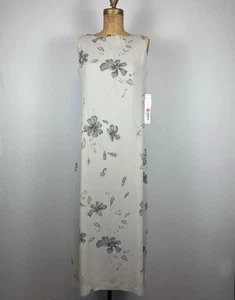 Maxi Vestido Josephine Chaus Petite Sin Mangas Floral Gris Beige 12P Nuevo con Etiquetas - Imagen 1 de 7