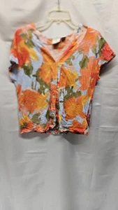 Top para mujer Joie talla mediana floral manga corta cuello en V - Imagen 1 de 4