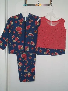 Girl's HANDMADE Jacket/Pants/Tank Top/Shorts Set - Watermelon Print - Sz 4 -OOAK - Picture 1 of 7