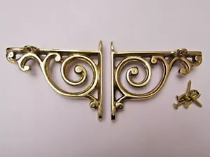 PAIR OF SWIRL Solid brass ornate shelf Bracket wall Support books storage - Picture 1 of 1