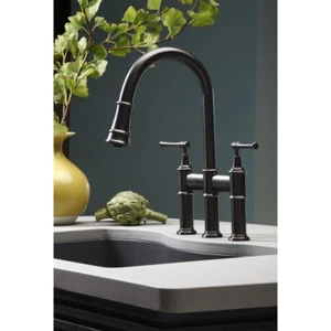 Elkay Explore LKEC2037AS Antique Steel Double Lever Pull Down Kitchen Faucet - Picture 1 of 4
