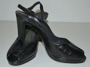 Stuart Weitzman, Shoes, Open Toe, Slingback, 9 1/2, Black, Leather Sole - Picture 1 of 10