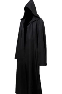Mens Halloween Witch Cosplay Robe Costume Adult Hooded Cloak Cape,Black,Large - Picture 1 of 4