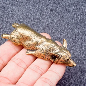 Estatuilla de perro corgi de latón liso estatuilla de perro adornos para el hogar estatuillas de animales regalo - Imagen 1 de 4