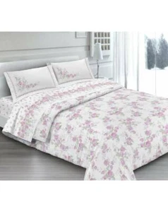 Completo Lenzuola Letto Una Piazza Percalle di Cotone Made in Italy CLOE-ROSA - Foto 1 di 1