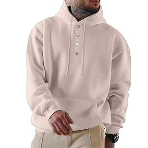 Men Hoodie Casual Button Hooded Pocket Sweatshirts Pullover Sports Jumper Tops - Picture 1 of 26