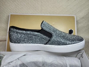 Michael Kors Keaton Slip On Shoes Black Silver Glitter - Women size 6M - Picture 1 of 8