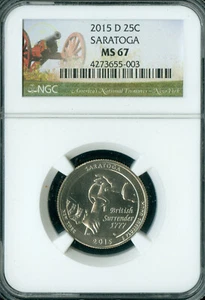 2015 D SARATOGA FLAG QUARTER NGC MS67 PQ 2ND FINEST REGISTRY  * - Picture 1 of 2