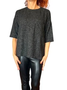 CAMISETA ZARA PUNTO MANGA CORTA CREW JERSEY TOP GRIS SUAVE MUJER PEQUEÑA 5039/280 - Imagen 1 de 10