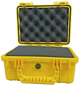 Small Yellow Watertight Protective Case with Customizable foam 9.37” x 7.7” - Picture 1 of 5