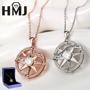 Moissanite Necklace D S925 Silver 18K Rose Gold Pendant Jewelry For Women Gifts - Picture 1 of 14