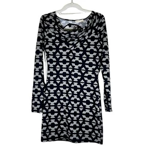 Derek Heart - Women's Size M - Black & Grey Dress Geometric Shapes - Long Sleeve - Picture 1 of 12