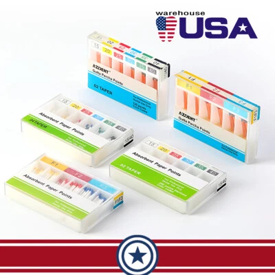 AZDENT Dental Endo Absorbent Paper Points 0.04/0.02 15-40#/Gutta Percha F1 F2 F3 - Image 1 of 4