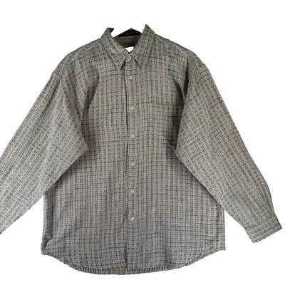 Jhane Barnes Beige Geometric Men's Size L  Cotton Long Sleeve Casual Shirt - Image 1 of 4