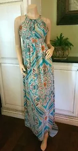 ANTHROPOLOGIE STUDIO WEST APPAREL MULTI-COLORED MAXI DRESS AZTEC PAISLEY M NWOT - Picture 1 of 12
