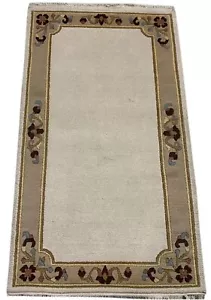 Nepal Teppich Handgeknüpft Beige 100% Wolle Orientteppich 90x155 cm N-106 - Bild 1 von 10