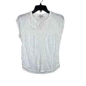 Sundance Eyelet Blouse Women's Petite XS White Embroidered Floral Button Front - Picture 1 of 7