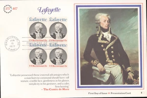 1977 FDC en cartulina - Scott # 1716 - Lafayette 2 tarjetas - Imagen 1 de 2