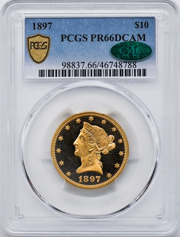1897 LIBERTY HEAD $10 PCGS PR 66 DCAM Cover