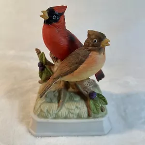 VTG Gorham Hand Painted Porcelain Cardinals Figurine Music You Are My Sunshine - Picture 1 of 9