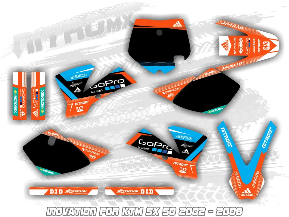 Kit gráfico NitroMX para KTM SX 50 SX50 2002 2003 2004 2005 2006 2007 2008 calcomanías Foto 1 de 1