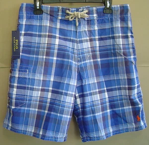 NWT $70 POLO RALPH LAUREN Mens 30 SHELTER ISLAND Royal Prep PLAID Swim Trunks - Picture 1 of 3