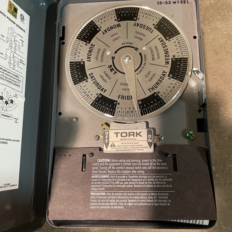 (C) Tork W222L 7 Day Reserve Power Time Switch 40A 208-277VAC DPDT Enclosure⚡️ - Image 1 of 4