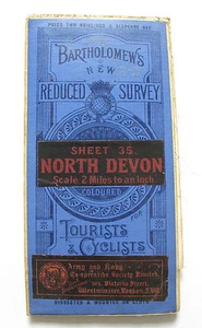 Bartholomew's New Reduced Survey Map of North Devon - Vintage Cloth Map - Bild 1 von 5
