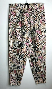 BNNT Monsoon palm leaf print pattern tapered trousers UK 8 NEW belted high waist - Picture 1 of 7