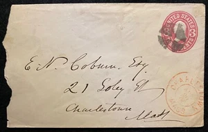 1864-65c *CHARLESTOWN, MASS.* POSTAL COVER+SCOTT# U58 STAMP+CROSS ROADS CANCEL! - Picture 1 of 12
