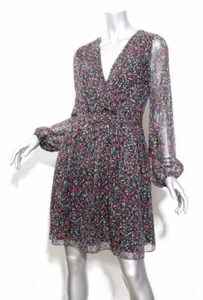 DIANE VON FURSTENBERG Womens Multi-Colored Long Sleeve Paint Splatter Dress 4 - Picture 1 of 5