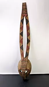 Maschera africana vintage, legno intagliato e policromo, Mossi - Foto 1 di 8