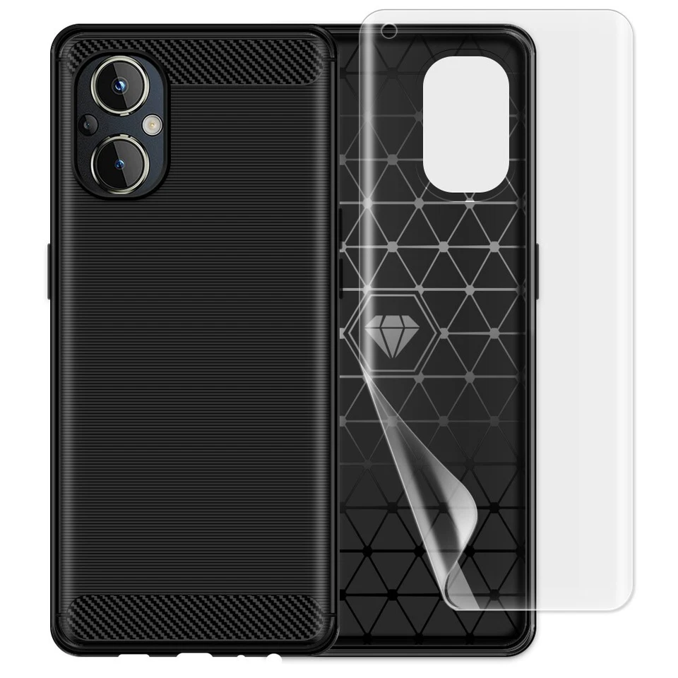 2in1 Hydrogel Screen Protector Carbon Fiber TPU Case f OnePlus Nord N20 5G Phone - Image 1 of 1