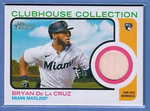 2022 Topps Heritage High Number Bryan de la Cruz Clubhouse Colección Reliquia de radiocontrol - Imagen 1 de 2