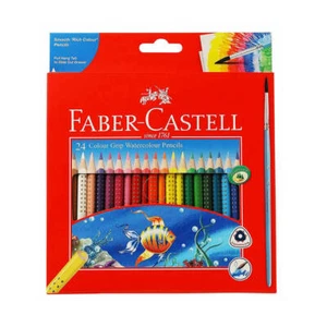 Faber Castell High Pigmentation Grip Watercolour Pencils With Brush Pack Of 24 - Picture 1 of 1
