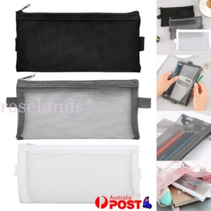Mesh Storage Bag Cosmetic Zipper Makeup Case Organizer Pouch Pencil Case Travel - Picture 1 of 24