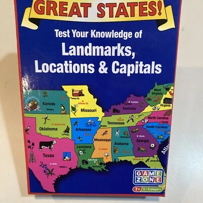 Game Zone Great States Card Game, with Map - Image 1 of 4