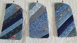 New Handmade Quilted Blue Eyeglass Case/Cell Phone Holder - 7.5"x3.75" - Picture 1 of 3