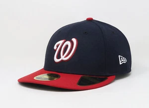 New Era 59Fifty Men Women Hat Washington Nationals Low Profile Navy Blue Red Cap - Picture 1 of 5