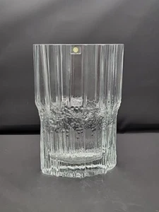 Jarrón ovalado texturizado de vidrio de hielo transparente Iittala Tapio Aktikkala de 8" hecho en Finlandia - Imagen 1 de 20