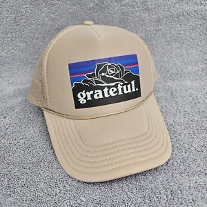 Grateful Clothing Company Trucker Hat Foam Mesh Snapback OSFM Beige Bar Logo - Picture 1 of 19