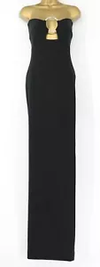SOLACE LONDON KEIRA STRAPLESS O RING MAXI DRESS WOMENS UK 10 BLACK RRP £335 AD - Picture 1 of 5