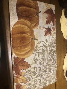 Fall Pumpkins And Leaves Tapestry Placemats Set Of 2 - Picture 1 of 9